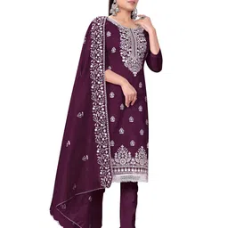 MANVAA Ethnic Motifs Embroidered Unstitched Dress Material image 3