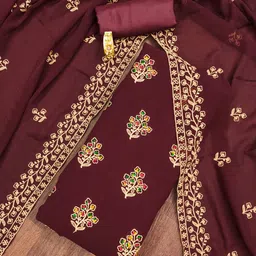 LeeliPeeri Designer Ethnic Motifs Embroidered Unstitched Dress Material image 3