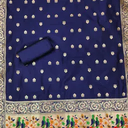 LeeliPeeri Designer Floral Woven Design Zari Unstitched Dress Material image 4