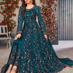 ODETTE Embroidered Semi-Stitched Dress Material image 4
