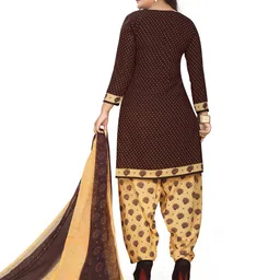 MANVAA Polka Dots Printed Silk Crepe Unstitched Dress Material image 3