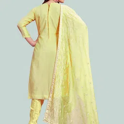 MANVAA Ethnic Motifs Embroidered Thread Work Unstitched Dress Material image 3