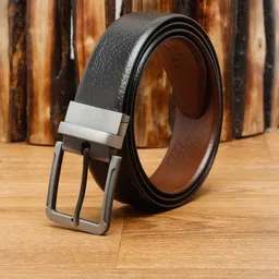 Teakwood Leathers Men Black Textured Leather Formal Belt-image-52