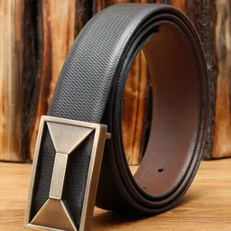Teakwood Leathers Men Black Textured Leather Formal Belt-image-70