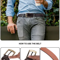 HENEDA Men Textured Leather Formal Belt image 3