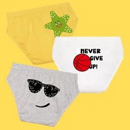 NUSYL Boys Pack of 3 Yellow,White,Grey Printed Briefs image 1