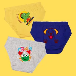 NUSYL Boys Pack of 3 Yellow, Royal Blue & Grey Printed Briefs image 1