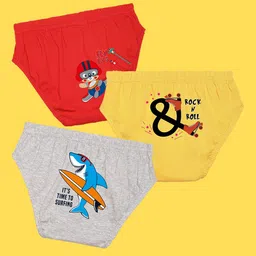 NUSYL Boys Pack of 3 Red,Yellow,Grey Printed Briefs image 1