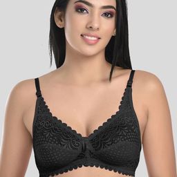 StyFun Pack Of 4 Black & Pink Floral Non Padded Bra-picture-31
