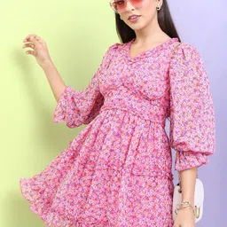 Tokyo Talkies Ruffled Floral Mini A-Line Dress-picture-34