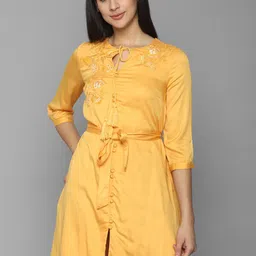 Allen Solly Woman Embroidered Tie-Up Neck A-Line Dress-picture-34