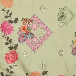 SERONA FABRICS Women Green Floral Printed Gotta Patti Kurta with Trousers & With Dupatta image 4