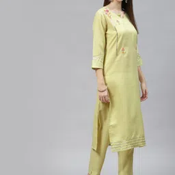 SERONA FABRICS Women Green Floral Printed Gotta Patti Kurta with Trousers & With Dupatta image 5