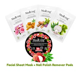 MasKing Set of 4 Bamboo Facial Sheet Masks 20g each with Litchi Nail Polish Remover Pads-picture-8