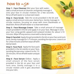 Globus naturals Set Of 3 De-Tan 6 Step Facial Kit with Aloevera & Jujube - 40g Each image 2