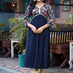 Label Khoj Floral Printed V-Neck Anarkali Kurta-picture-24