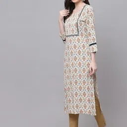 KBZ  Ethnic Motifs Printed Thread Work Straight Kurta image 5