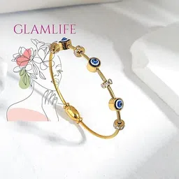 glamlife Evil Eye Bracelet for Women | Anti Tarnish Bracelet | Stylish Magnet Bracelet Kada for Women, Girls | Aesthetic Jewellery for Women image 3