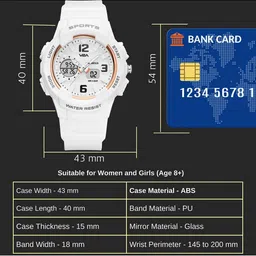 V2A Women White Dial & White Straps Analogue and Digital Multi Function Watch-ADW220 image 4