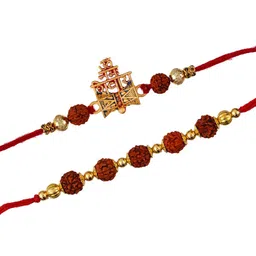 eCraftIndia Pack of 2 Religious Rudraksh Rakhi & Roli Chawal image 3
