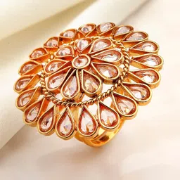 ZENEME Gold-Plated & Metallic AD Studded Finger Ring image 1