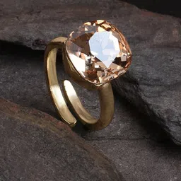 XPNSV Gold-Plated Crystal-Studded Adjustable Finger Ring-picture-13