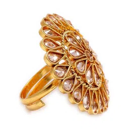 ZENEME Gold-Plated & Metallic AD Studded Finger Ring image 2