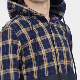 HIGHLANDER Men Navy Blue Slim Fit Tartan Checks Opaque Checked Casual Shirt image 2