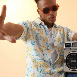 Campus Sutra Classic Spread Collar Floral Printed Cotton Casual Shirt image 1