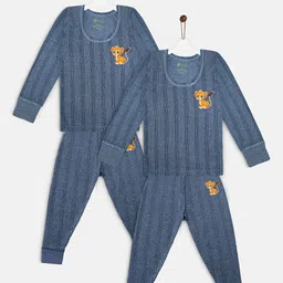YK Basics Kids Pack Of 2 Blue Striped Thermal Set-picture-19