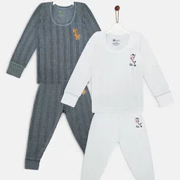 YK Basics Kids Pack Of 2 Blue Striped Thermal Set-image-27