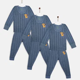 YK Basics Kids Pack Of 3 Blue Striped Line Printed Thermal Set-picture-19