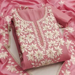 SHADOW & SAINING Floral Zari Embroidered Unstitched Dress Material-picture-37