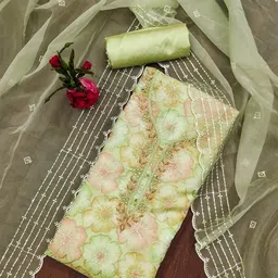 SHADOW & SAINING Embroidered Organza Unstitched Dress Material image 1