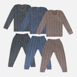 YK X Trampoline Infants Pack Of 3 Striped Cotton Thermal Set-picture-1