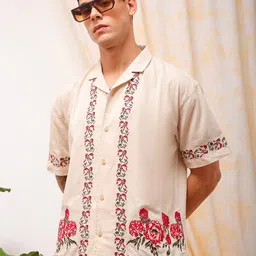 The Indian Garage Co Men Relaxed Fit Embroidery Resortwear Shirt-picture-42