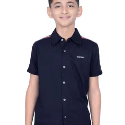 ONE SKY Boys Knitted Weave Pure Cotton Casual Shirt-image-45