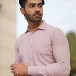 Harfun Men Spread Collar Solid Formal Shirt-picture-57