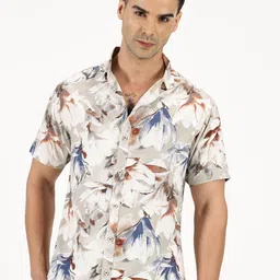 RAVINIK Men Classic Spread Collar Floral Printed Cotton Casual Shirt-image-11