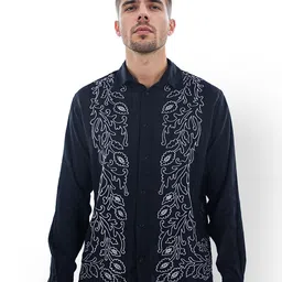 Celio Embroidered Spread Collar Casual Shirt image 1