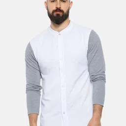 Campus Sutra Classic Mandarin Collar Cotton Casual Shirt-image-43