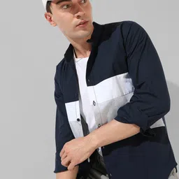 Campus Sutra Classic Fit Colourblocked Cotton Casual Shirt-picture-37