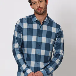 Mufti Buffalo Checked Slim Fit Opaque Casual Shirt-picture-10
