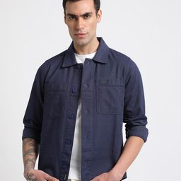 THE BEAR HOUSE 
Men Solid Regular Fit Cotton Shacket-picture-36