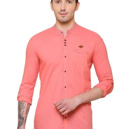 Kuons Avenue Men Applique Mandarin Collar Smart Slim Fit Casual Shirt-picture-3