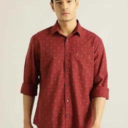 Indian Terrain Chiseled Micro Ditsy Printed Pure Cotton Slim Fit Casual Shirt-image-39