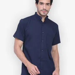 Vida Loca Standard Slim Fit Band Collar Cotton Casual Shirt-picture-35