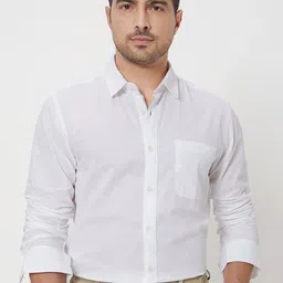 Mufti Men Slim Fit Spread Collar Cotton Linen Casual Shirt image 1
