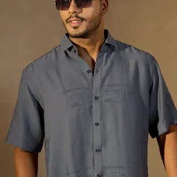 DENNISON Self Design Embroidered Smart Casual Shirt image 1