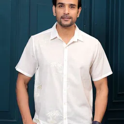 Hatheli Straight Self Design Pure Cotton Casual Shirt-picture-17